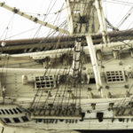 bone Napoleonic prisoner of war model boat detail close