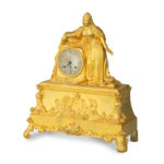 An ormolu mantel clock with Queen Victoria in medieval dress, by Monroux, 1832 main