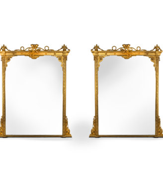 A Fine Pair of Giltwood Overmantel Mirrors with the Emblems of the Royal Naval Club, Portsmouth, Supplied by G. Wendover and Co. in 1869