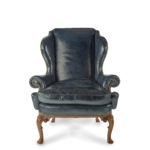 George I style walnut wing arm chairs