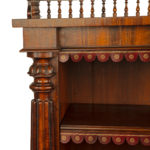 A late William IV rosewood breakfront open bookcase, by Gillows close up corner top