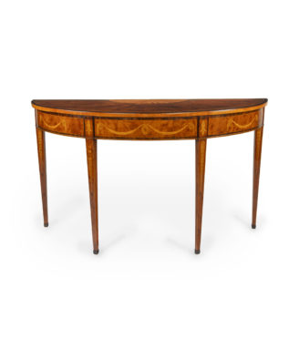 An interesting George III yew wood marquetry side table, firmly attributed to Ince and Mayhew