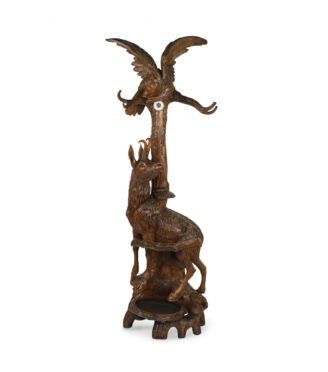 An unusual ‘Black Forest’ walnut eagle and chamois hall stand