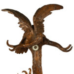 An unusual ‘Black Forest’ walnut eagle and chamois hall stand details