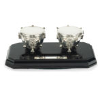 A Royal presentation silver inkstand by Carrington & Co top