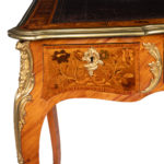 A Victorian kingwood marquetry writing table in the French taste drawer detail