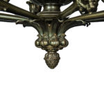 A French bronze chandelier with the original chain and ceiling rose whole detail