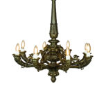 A French bronze chandelier with the original chain