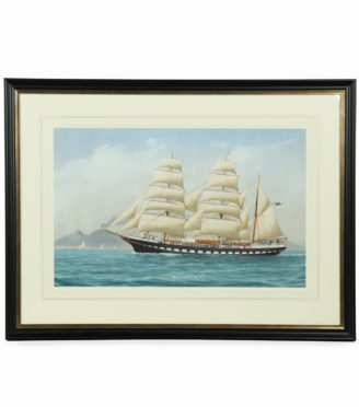 A Luca Papaluca gouache painting of Royal Yacht Squadron yacht ‘MY Fantôme II, RYS