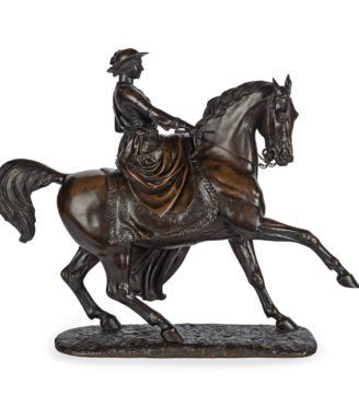 A bronze equestrian portrait of Queen Victoria by Thornycroft