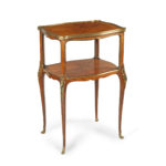 A French two tier kingwood marquetry side table,