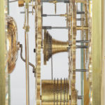 Victorian skeleton clock by Johnston of London side view detail