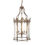 A Napoleon III pentagonal ormolu hanging lantern