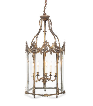 A Napoleon III pentagonal ormolu hanging lantern