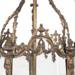 A Napoleon III pentagonal ormolu hanging lantern details