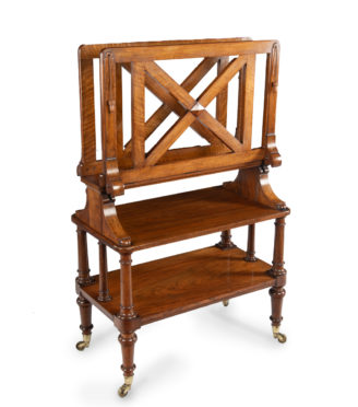 An early Victorian walnut folio stand attributed to Holland & Sons