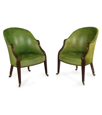 A fine pair of George III Hepplewhite period mahogany tub chairs