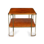 A pair of stylish Art Deco burr amboyna and bronze occasional table