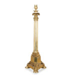 Regency brass triple column table lamp