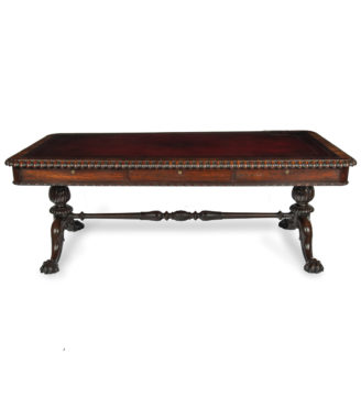 A Regency rosewood six drawer library table by Gillows