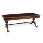 A Regency rosewood six drawer library table by Gillows open