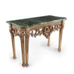 Victorian marble and giltwood console tables in the manner of William Kent and Benjamin Goodison